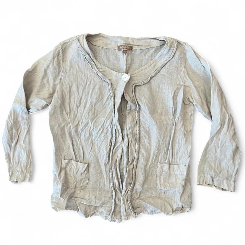 Carla Conti Lightweight neutral linen cardigan
